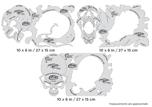 [IW-FHPKOS2] ARTOOL FH PKOS 2 Pack o' Skullz 2 (3 pcs.) Freehand Airbrush Templates by Scott Mackay (200529)