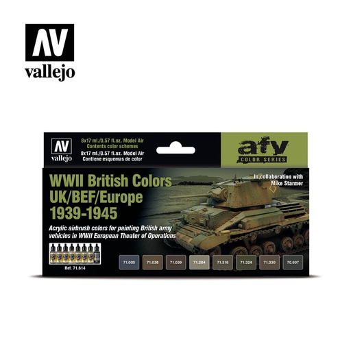 [571614] AFV Color Series WWII British Colours UK/BEF/Europe 1939-1945 8 x 17 ml