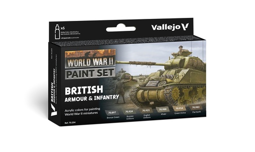 [570204] WWII Paint Set British Armour & Infantry 6 x 17 ml