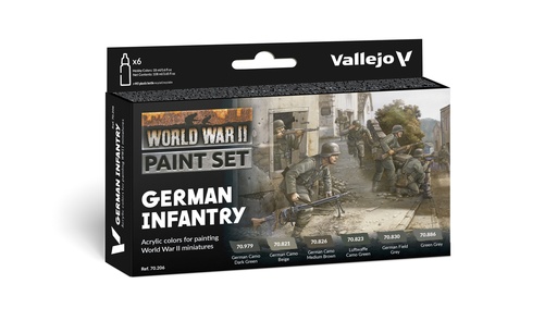 [570206] WWII Paint Set German Infantry 6 x 17 ml