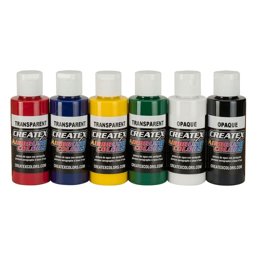 [115199] Createx 5801-00 Primary Transparent Airbrush Set 6 x 60 ml