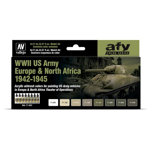 [571625] AFV Color Series WWII US Army Europe & North Africa 1942-1945 8 x 17 ml