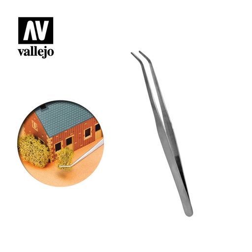 [5T12009] Curved Tip Stainless Steel Tweezers (1/6 PU)